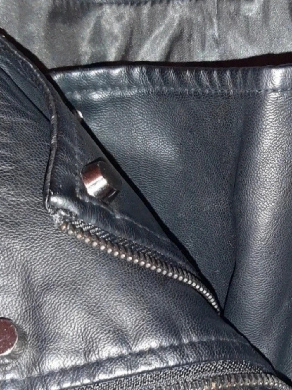 Womens Black Faux Leather Moto Jacket S/M - Picture 5 of 11